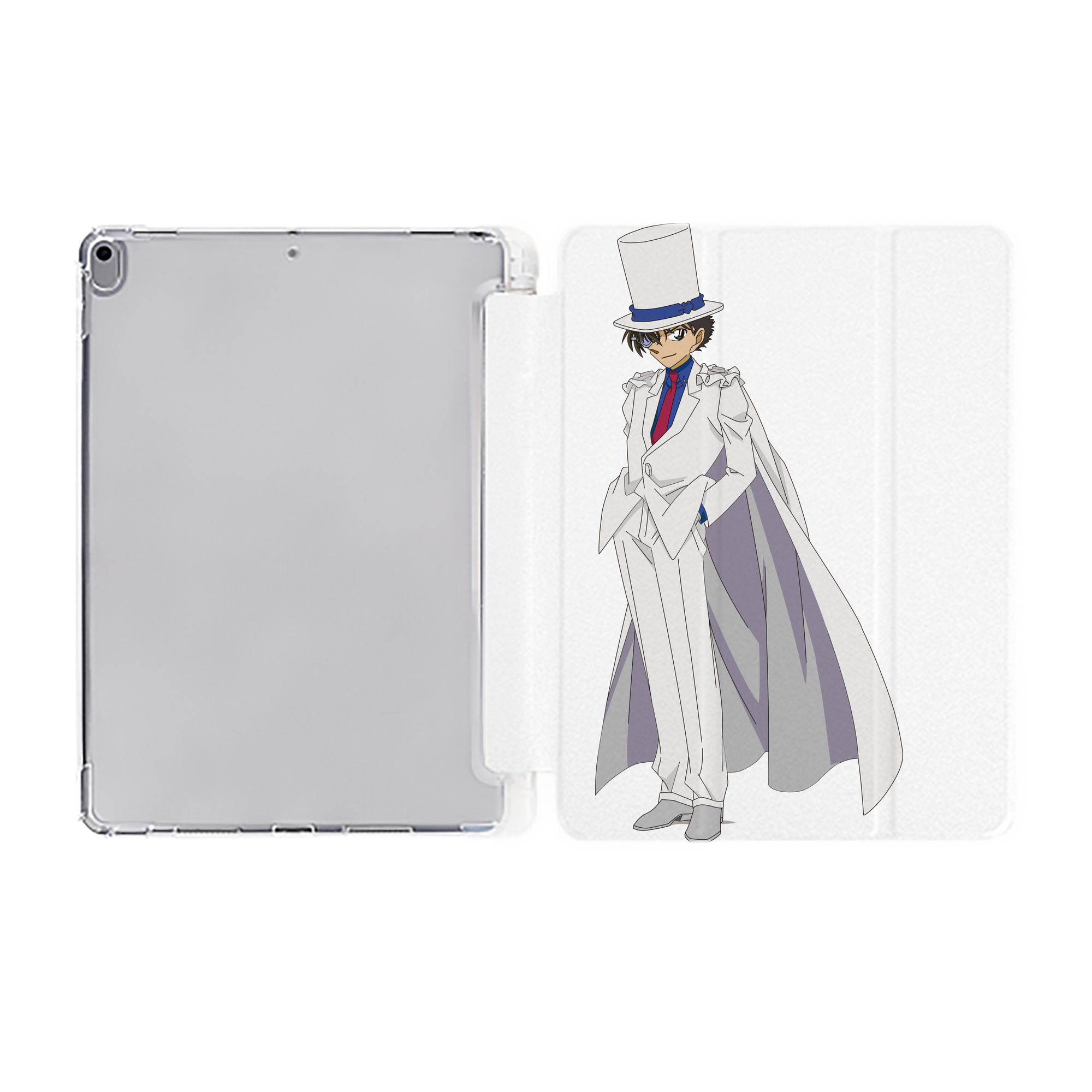 （画像用） 名探偵コナン くろば かいと Detective Conan Kuroba Kaito IPad ケース ペン収納付き 三つ折りスタンド PUレザー×シリコン 対応機種9.5/10.5/10.9インチ
